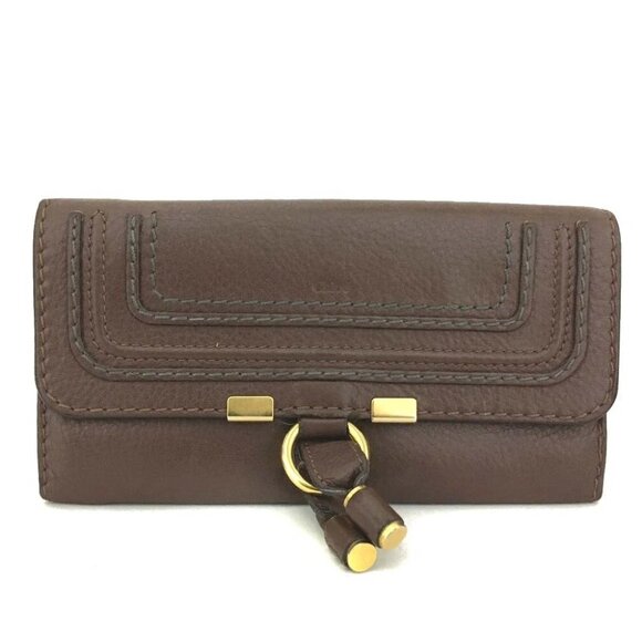 Chloe Marcie Leather Long Bifold Wallet Purse Brown/8BD1072 - Picture 1 of 8